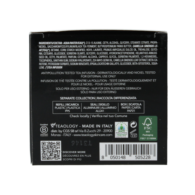 Teaology Kombucha Tè Crema Viso Rivitalizzante Ricarica 50 Millilitri