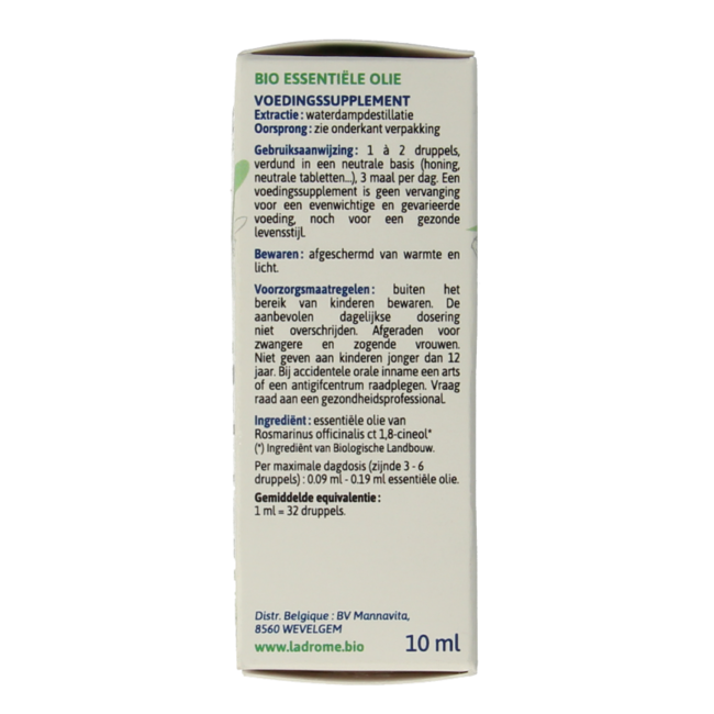 Ladrome Rosemary CT cineole organic 10 Millilitres