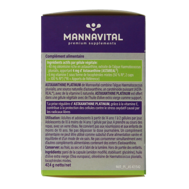 Mannavital Astaxanthina platinum 60 cápsulas vegetales