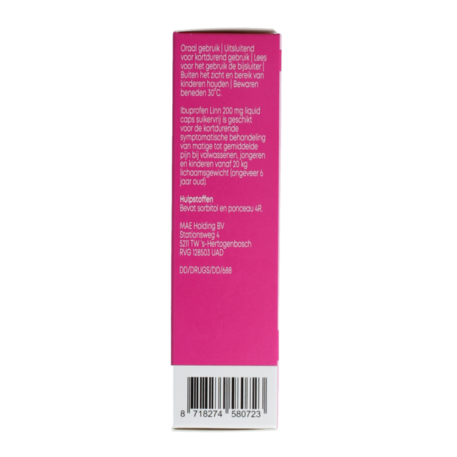 Ibuprofen liquid 200mg suikervrij 20 Capsules