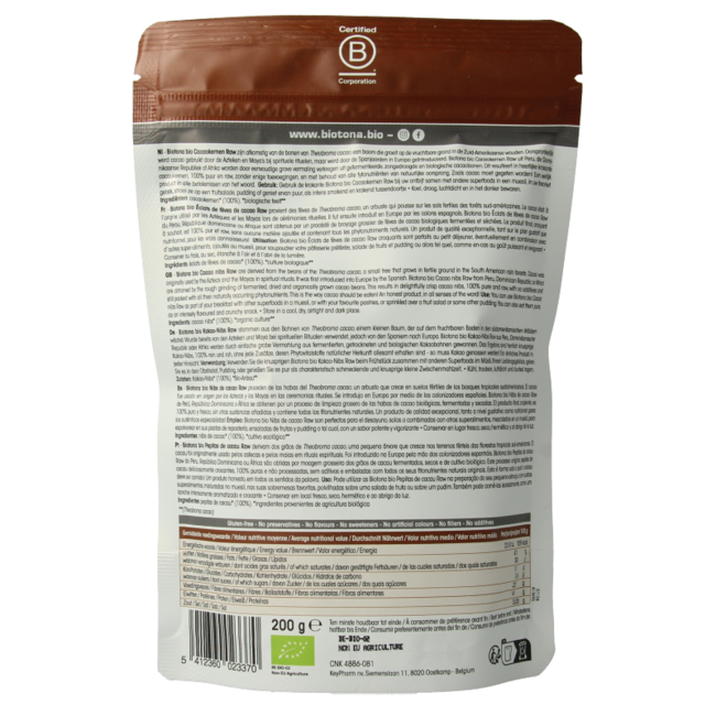 Éclats de fèves de cacao bio 200 g