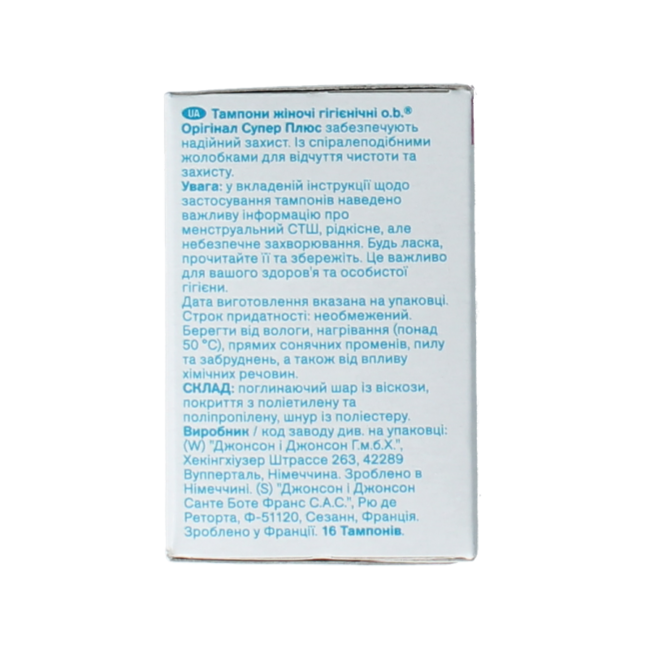 OB Tampons original super plus 16 Pieces