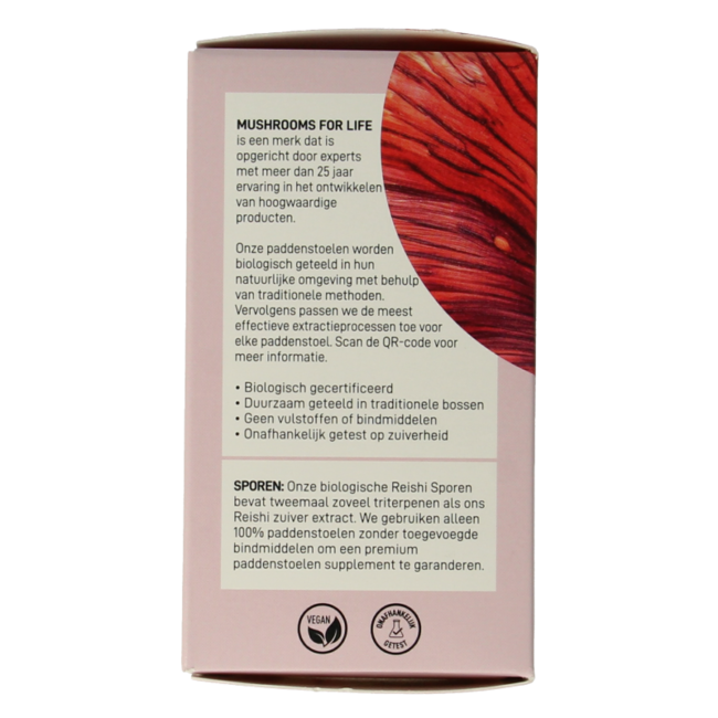 Mushrooms for Life Reishi spore hongo bio 60 Cápsulas