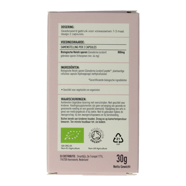 Mushrooms for Life Reishi spore hongo bio 60 Cápsulas