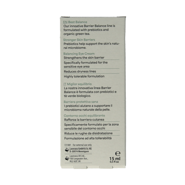 Lavera Barrier Balance eye cream organic 15 Millilitres