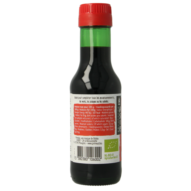 Primeal Sojasauce 30% weniger Salz Bio 125 Milliliter