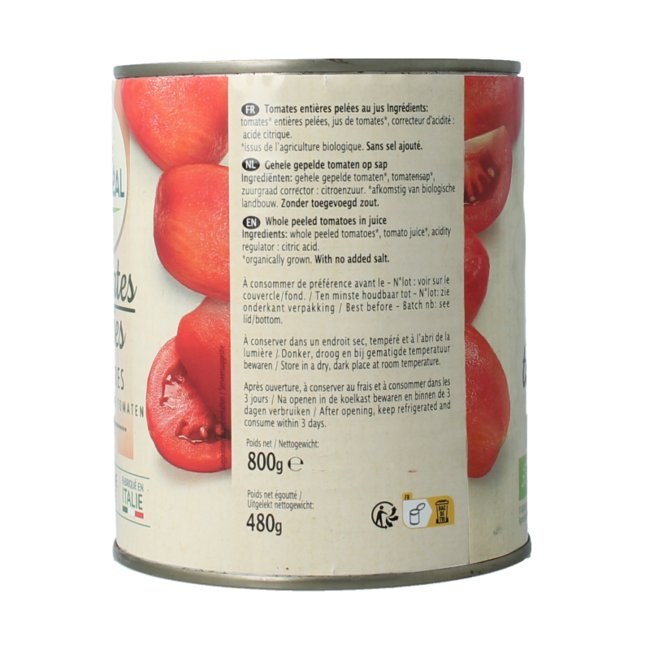 Primeal Tomaten geschält bio 800 Gramm