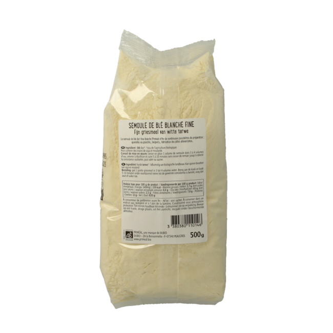 Sémola de trigo blanco fina ecológica 500 g
