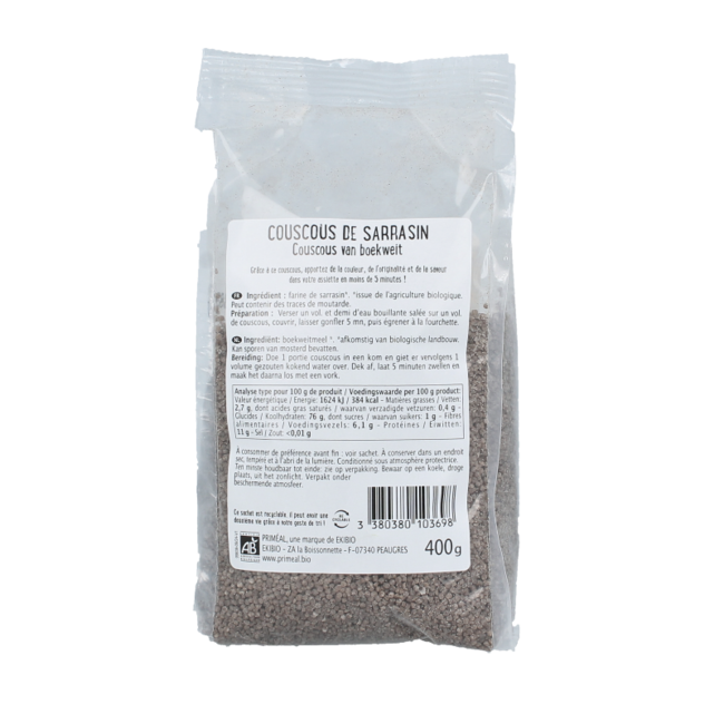 Primeal Couscous di Grano Saraceno Bio 400 Grammi