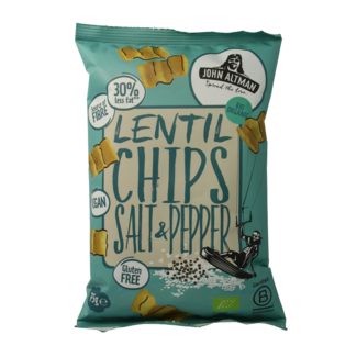 John Altman Lentil chips salt & pepper organic 75 Gram