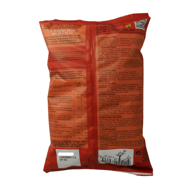 John Altman Lentil chips paprika organic 75 Gram