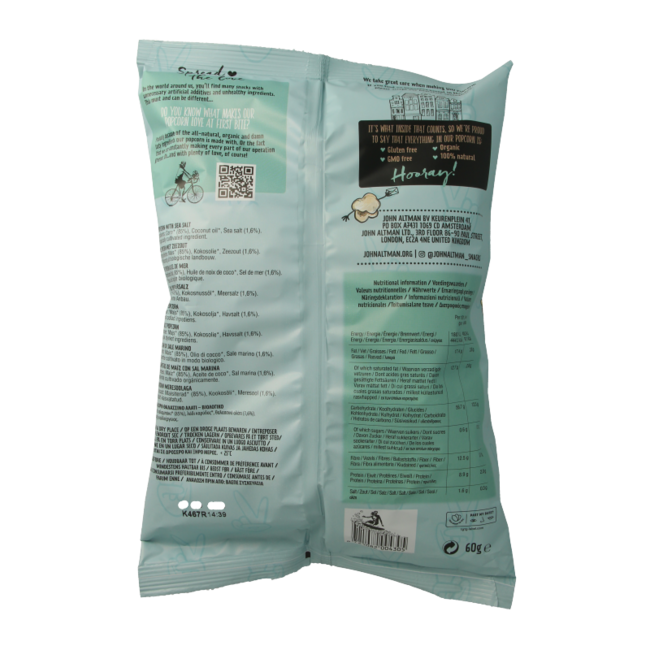 Popcorn biologico al sale marino 60 Grammi