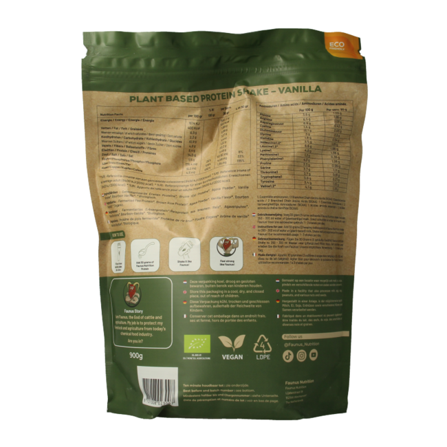Faunus Nutrition Proteine fermentiert Vanille Bio 900 Gramm
