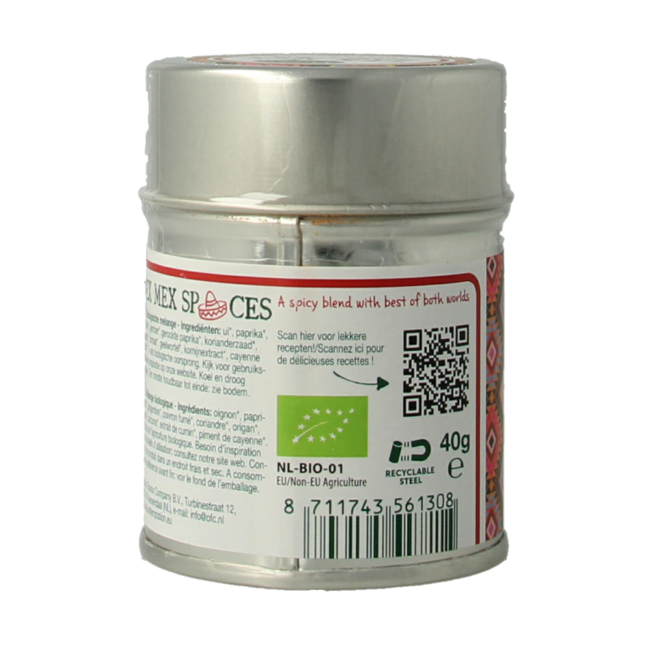 Natural Temptation Tex Mex spices blikje bio 40 Gram
