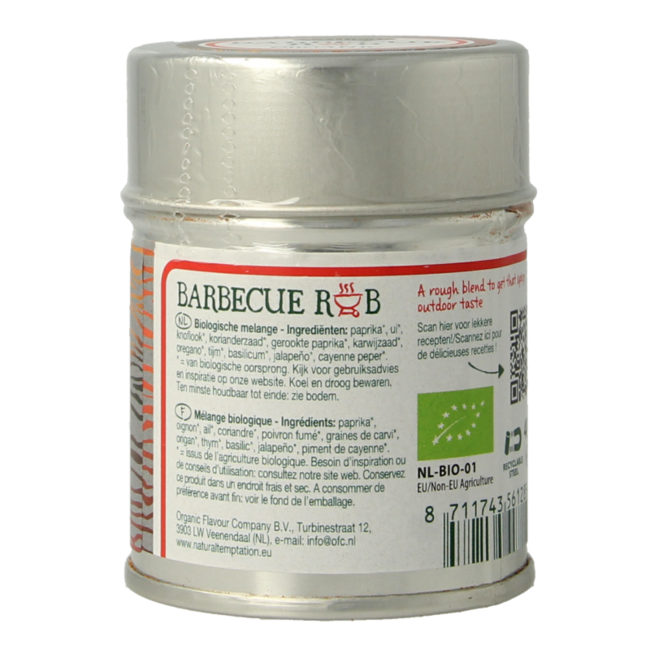 Natural Temptation Barbecue rub tin organic 40 Gram