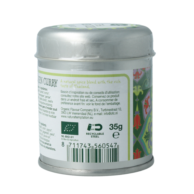 Curry vert thaï bio en boîte 35 grammes