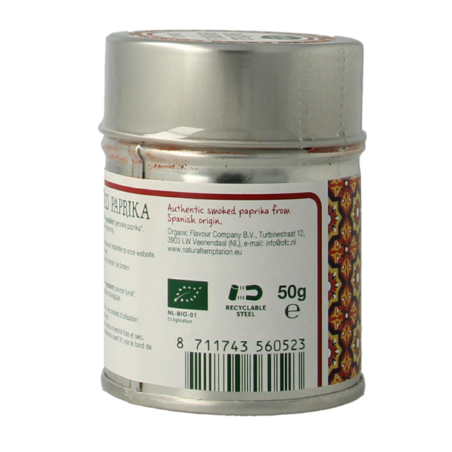 Natural Temptation Smoked paprika tin organic 50 Gram