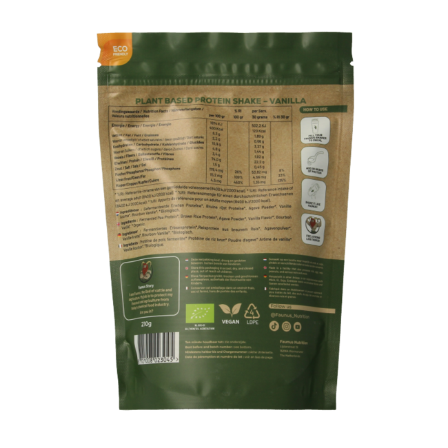 Faunus Nutrition Proteína fermentada de vainilla bio 210 Gramos