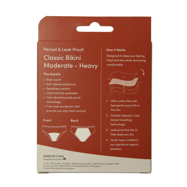 Boody Menstruatieondergoed bikinislip zwart normaal L 1 Stuks