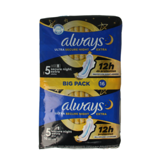 Always Ultra secure night sanitary pads 16 pieces