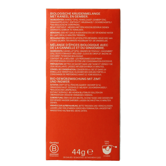 Organic Warming Chai 20 Bags