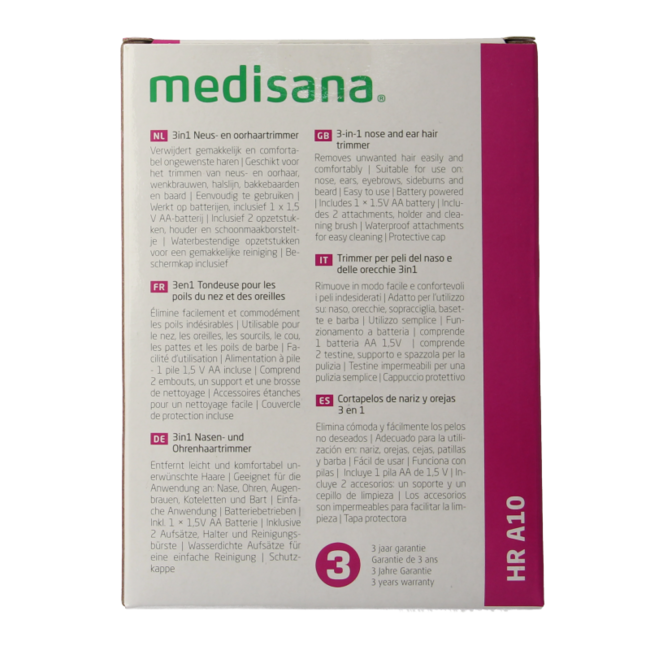 Tondeuse nez et oreilles 3 en 1 Medisana HR A10, 1 pièce
