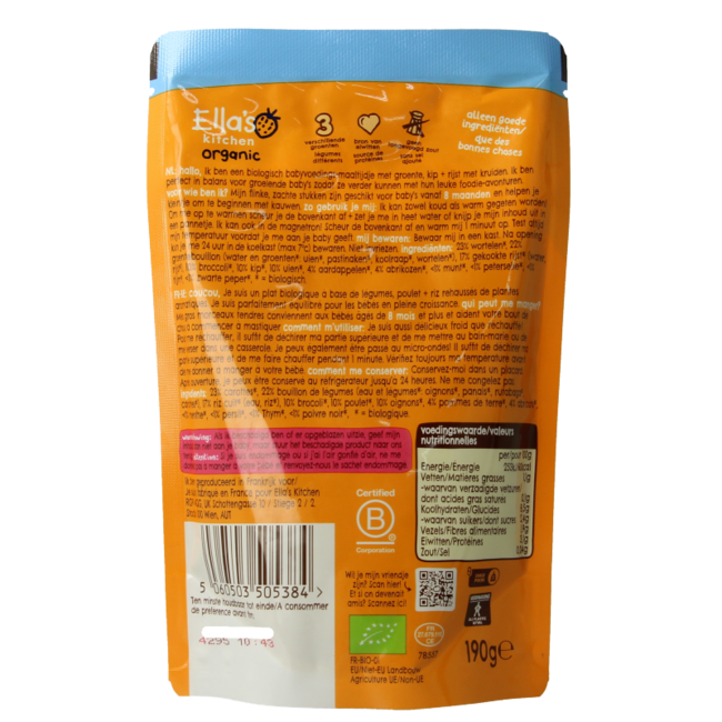 Guiso de pollo con tomillo ecológico 8+ meses 190 g