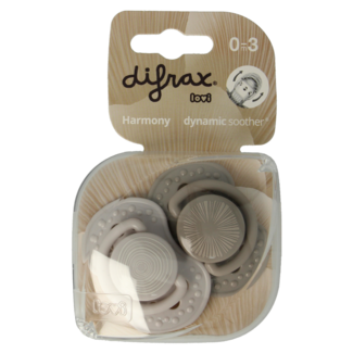 Difrax Fopspeen 0-3 maanden harmony grey 2 Stuks