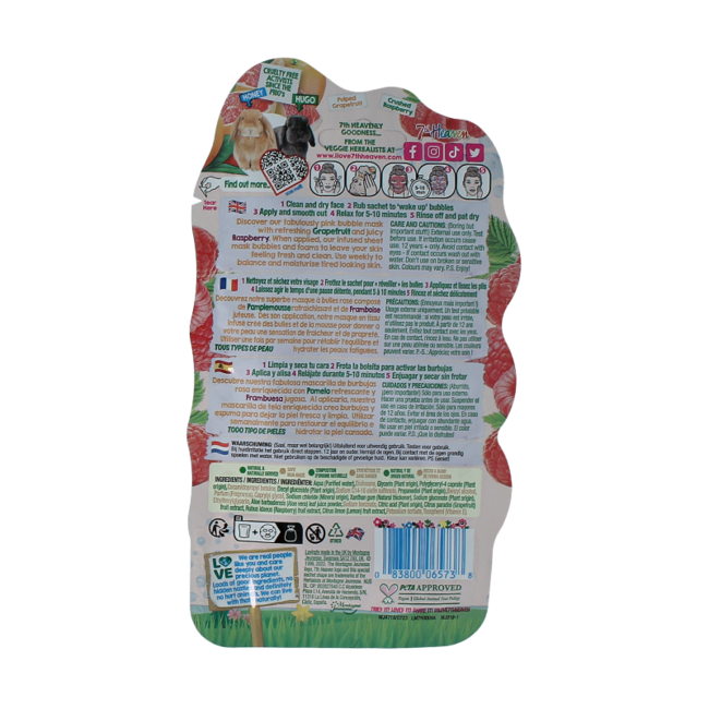 Mascarilla facial Montagne 7th Heaven de pomelo rosa con burbujas 1 unidad