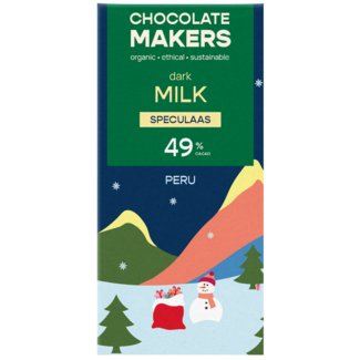 Chocolatemakers Kerstreep milky speculaas organic 80 Gram