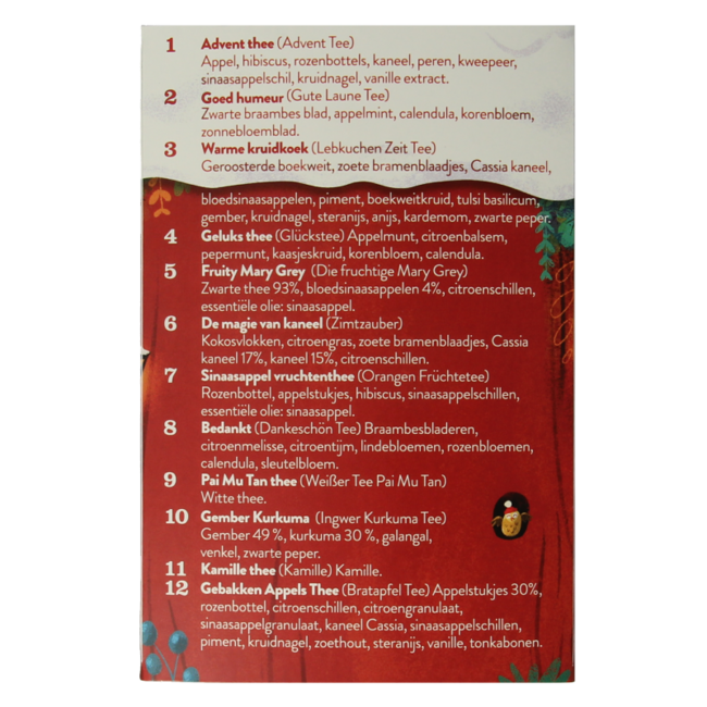 Calendario de Adviento de té ecológico 24 unidades
