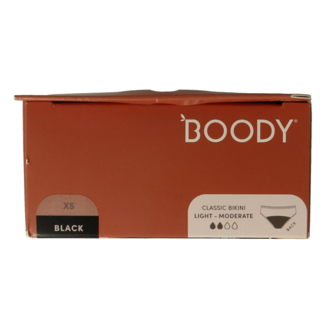 Boody Braguita menstrual bikini negro ligero/normal XS 1 unidad