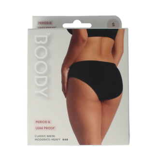 Boody Bielizna menstruacyjna Boody, figi typu bikini, czarne, na normalny/obfity okres, rozmiar S, 1 sztuka