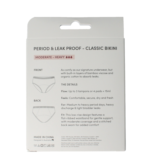 Boody Sous-vêtement menstruel culotte bikini noir flux normal/abondant S 1 pièce