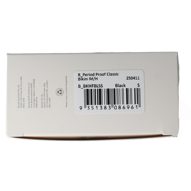 Boody Mutandina Mestruale Bikini Nera Flusso Normale/Abbondante Taglia S 1 Pezzo