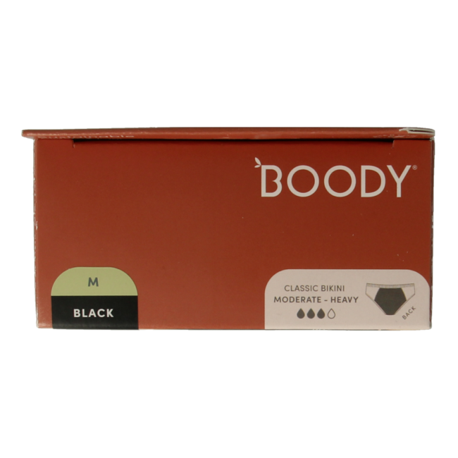 Culotte de règles Boody coupe bikini noir flux modéré/abondant M 1 pièce