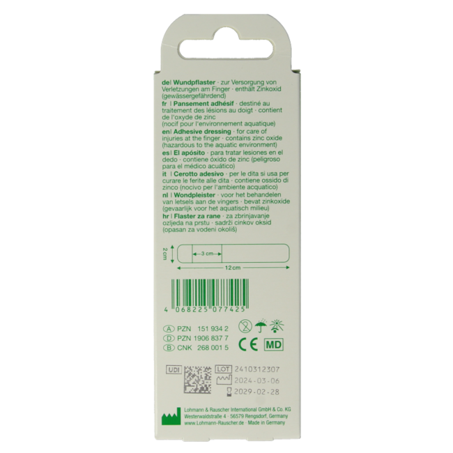 Curaplast Sensitive finger plaster 2x12cm 10 pieces