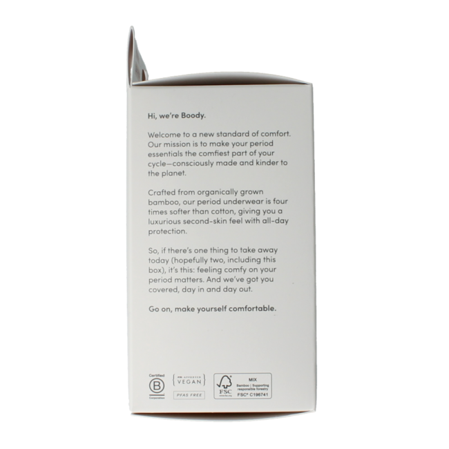 Boody Braguita de talle alto para menstruación negro flujo moderado/intenso 1 unidad