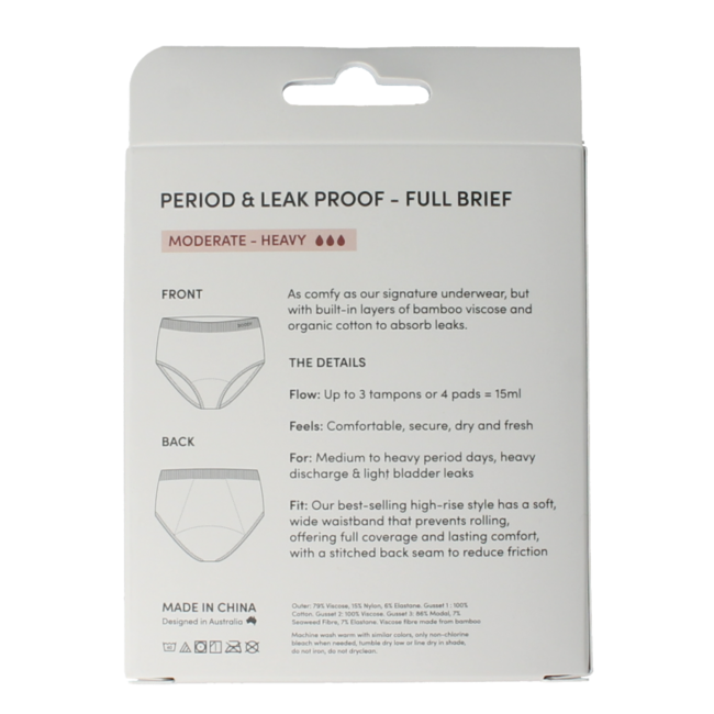 Boody Braguitas menstruales de talle alto negro normal/abundante 1 unidad