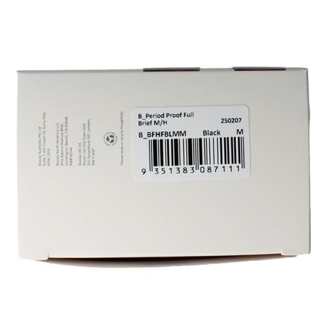 Majtki menstruacyjne Boody z wysokim stanem, czarne, normalne/mocne, 1 sztuka