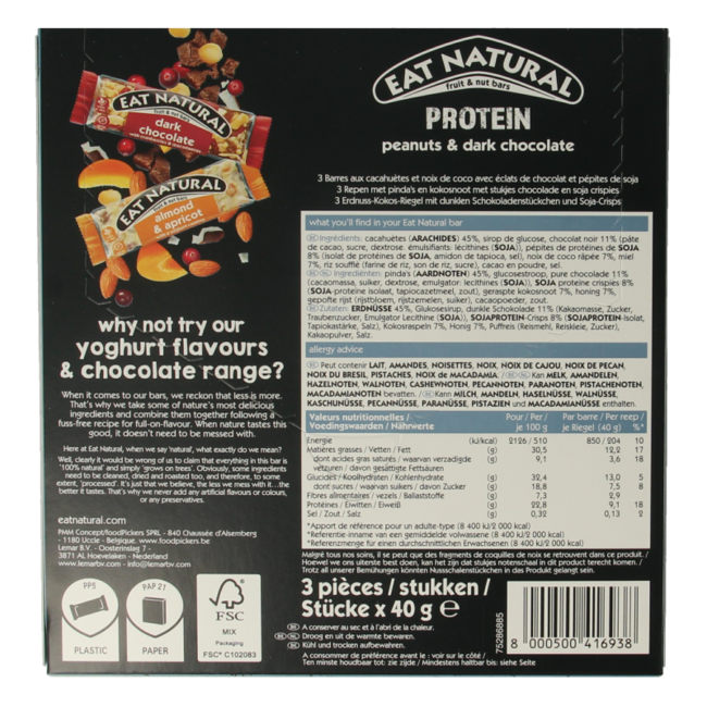 Eat Natural Crunchy peanut choco 3 x 40 gram 120 Gram
