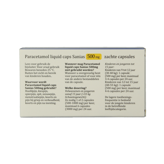 Sanias Paracetamol 500 mg líquido 20 cápsulas