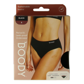 Boody Boody Culotte menstruelle bikini noir léger/normal S 1 pièce