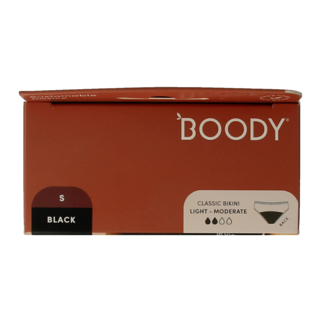 Boody Braguita de bikini para menstruación negro ligero/normal S 1 unidad