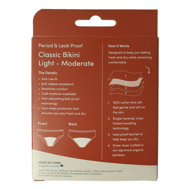 Boody Menstruatieondergoed bikinislip zwart licht/norm S 1 Stuks