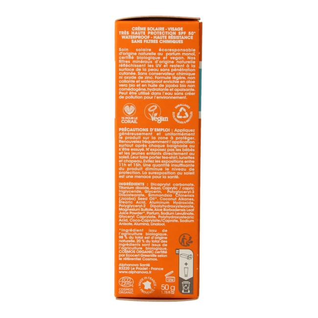Alphanova Sun Organic Face Sunscreen SPF50+ 50g