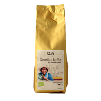 SUN Coffee Granos de café transportados a vela tueste medio bio 250 gramos