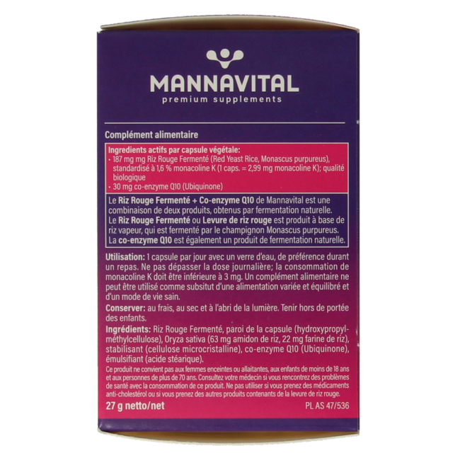 Mannavital Arroz rojo fermentado 60 cápsulas vegetales