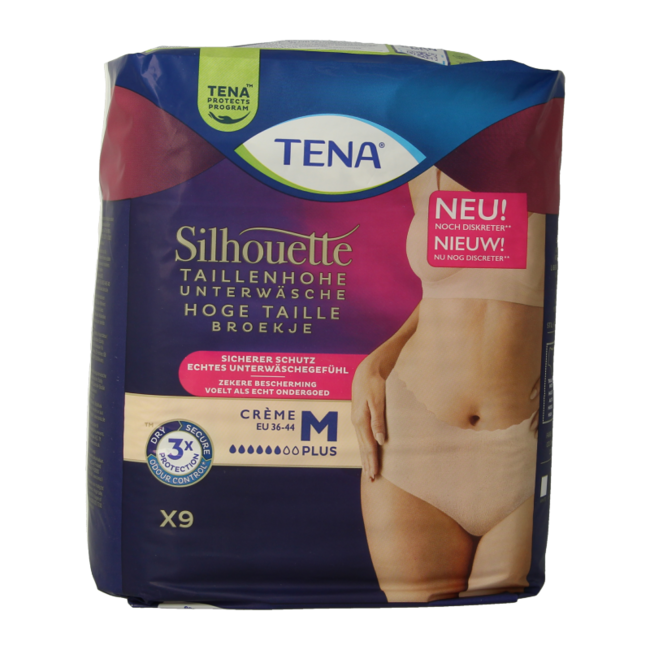 Tena Silhouette Plus Vita Alta Crema Taglia Media 9 Pezzi