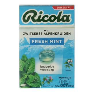 Ricola Pastylki Fresh Mint bez cukru, pudełko 50 g